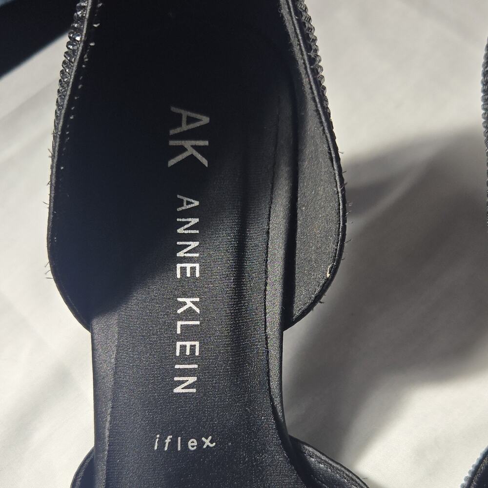Anne Klein Black Rhinestone D'Orsay Stiletto Pointed Toe Heels Slip On Women's 8 - Picture 3 of 8